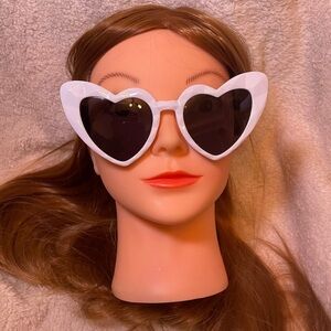 White Heart-Shaped Oversized Sunglasses